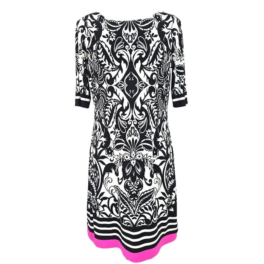 Eliza J Black White Artsy Pink Mini Dress Women's Size 6